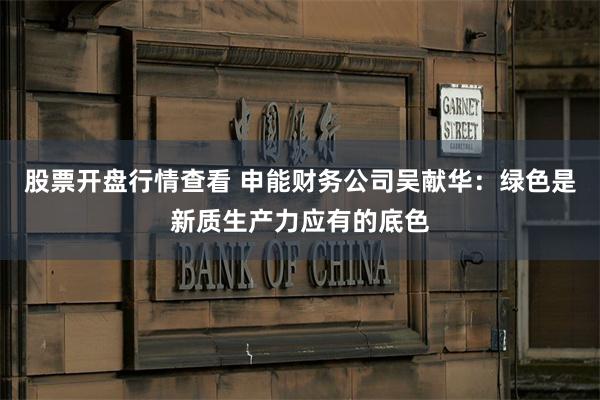 股票开盘行情查看 申能财务公司吴献华：绿色是新质生产力应有的底色