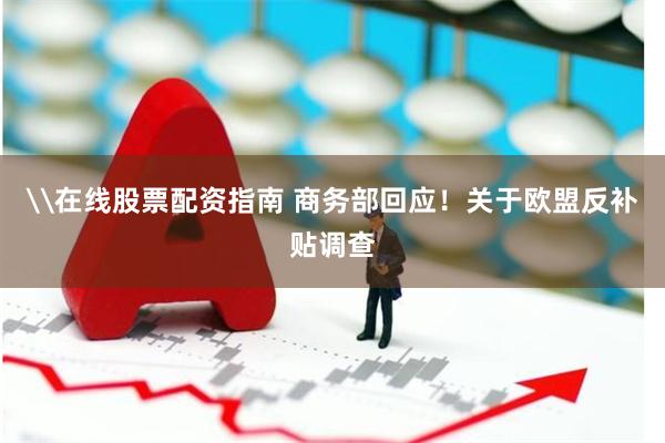 \在线股票配资指南 商务部回应！关于欧盟反补贴调查